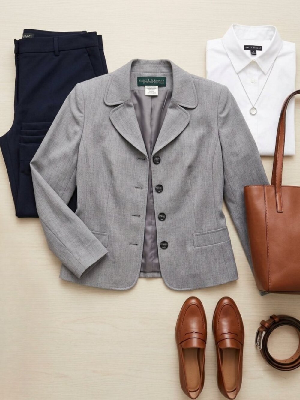 Harve Benard | Gray Wool Long-Sleeve Lined Blazer with Pockets | Sz 8